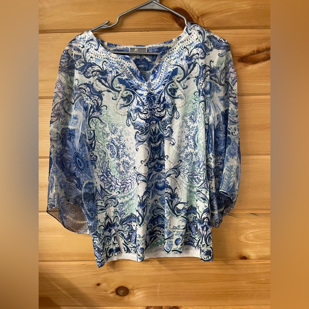 JM collection paisley peasant shirt